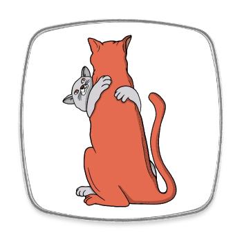Two Cats Embrace Friendship - Square fridge magnet - white - Front