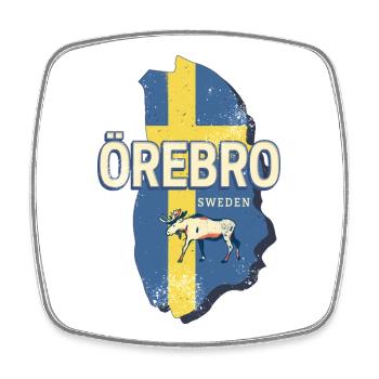 Örebro Schweden Provinz Landkarte Vintage Souvenir - Viereckiger Kühlschrankmagnet - Weiß - Vorne