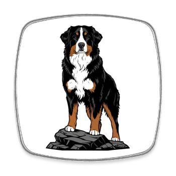 Berner Sennenhund auf Felsenberg-Porträt - Viereckiger Kühlschrankmagnet - Weiß - Vorne