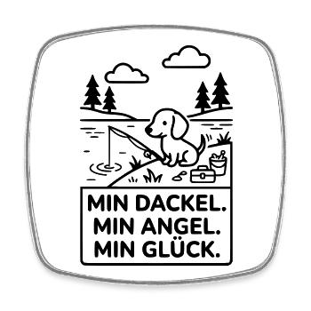 Dackel Angel Glück - Viereckiger Kühlschrankmagnet - Weiß - Vorne