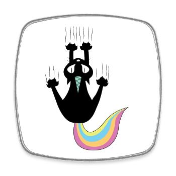 Unicorn Cat Rainbow Minimal Art - Viereckiger Kühlschrankmagnet - Weiß - Vorne