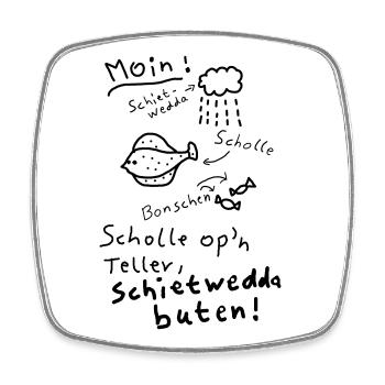 Typisch Norddeutsch Nordisch Platt Moin  - Viereckiger Kühlschrankmagnet - Weiß - Vorne