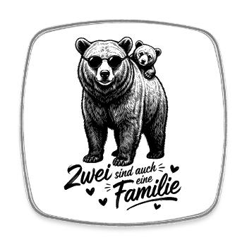 Bären Papa Kind Baby - Zwei sind auch eine Familie - Viereckiger Kühlschrankmagnet - Weiß - Vorne