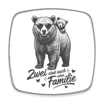 Bär Papa & Kind Baby - Zwei sind auch eine Familie - Viereckiger Kühlschrankmagnet - Weiß - Vorne