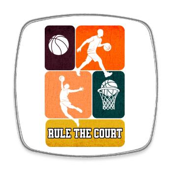 Dominer le terrain - Basket-ball - Magnet carré - blanc - Devant