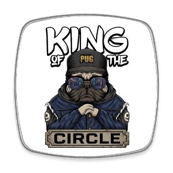King of the Circle Cooler Mops - Viereckiger Kühlschrankmagnet - Weiß - Vorne