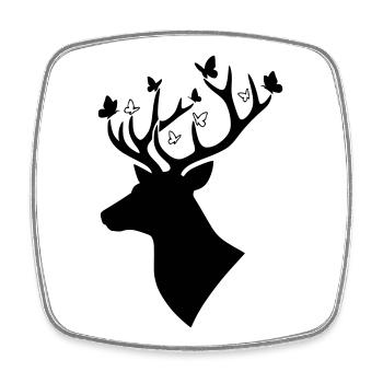 Hirsch Schmetterling Natur Logo - Viereckiger Kühlschrankmagnet - Weiß - Vorne