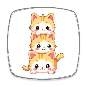 Stacked Kitten Trio - Square fridge magnet - white - Front