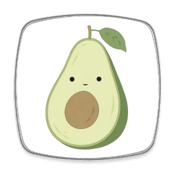 Ava Avocado – Sweet Kawaii Vegetable Design - Magnet carré - blanc - Devant