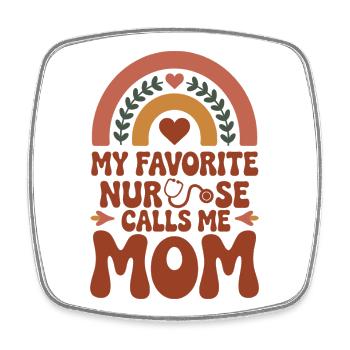 My Favorite Nurse Calls Me Mom - Boho Regenbogen - Viereckiger Kühlschrankmagnet - Weiß - Vorne