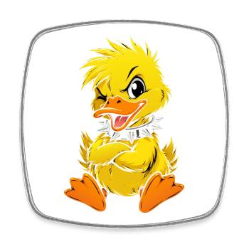 Cute and bold duck - Square fridge magnet - white - Front