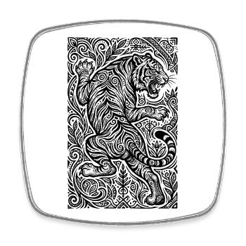 Tiger Ornament Muster - Viereckiger Kühlschrankmagnet - Weiß - Vorne