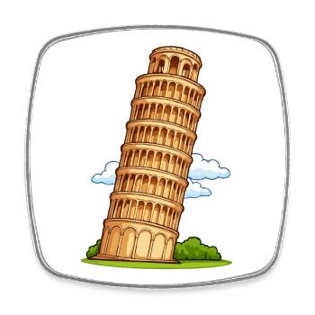 Pisa Turm Cartoon - Viereckiger Kühlschrankmagnet - Weiß - Vorne