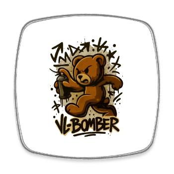 Ourson Graff Bombe - Magnet carré - blanc - Devant
