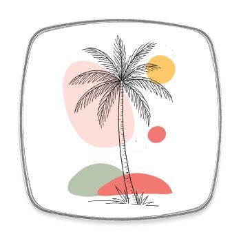 Palme Boho Tropisch Sommer Vintage Design  - Viereckiger Kühlschrankmagnet - Weiß - Vorne