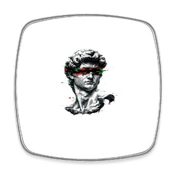 Bust Glitch Baroque - Square fridge magnet - white - Front