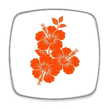 Orange Hibiscus Triple Flower Silhouette - Square fridge magnet - white - Front