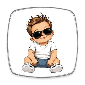 Bébé avec des lunettes de soleil - Magnet carré - blanc - Devant