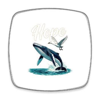 Espoir : Baleine et Saut du cygne, Espoir - Magnet carré - blanc - Devant