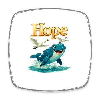 Hope by the Sea Whale - Square fridge magnet - white - Front