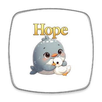 Hope cuddles: Whale and chick - Square fridge magnet - white - Front