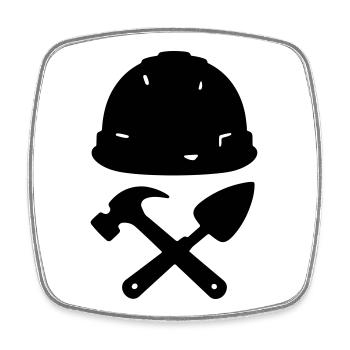 T-shirt Construction - Builder Tools Helmet - Square fridge magnet - white - Front