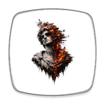 Burning Statue: Fire and Marble - Square fridge magnet - white - Front