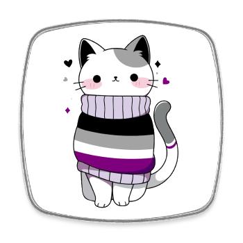 Asexuel Cat Queer lgbtq+ LGBT Asexuality CSD - Square fridge magnet - white - Front