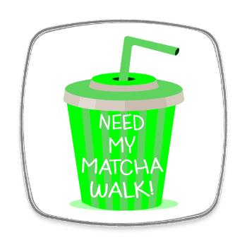 Matcha Walk - Viereckiger Kühlschrankmagnet - Weiß - Vorne