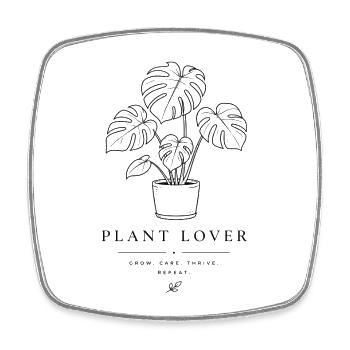 Monstera Sketch Plant Lover - Viereckiger Kühlschrankmagnet - Weiß - Vorne