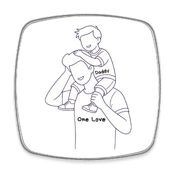 Father carrying child on shoulders - Square fridge magnet - white - Front