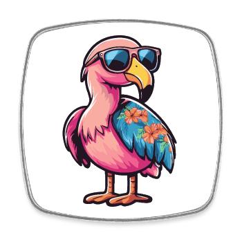 Vacances de bandes dessinées Flamingo - Magnet carré - blanc - Devant