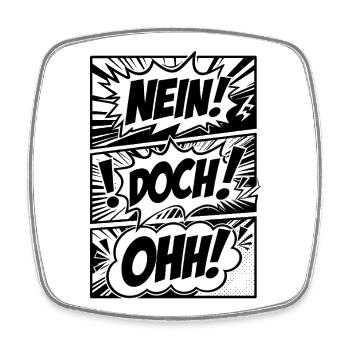 Nein! Doch! Ohh! Comic Style Schwarz Weiß - Viereckiger Kühlschrankmagnet - Weiß - Vorne