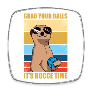 C’est l’heure de bocce, pétanque, boules, boules, joueurs - Magnet carré - blanc - Devant