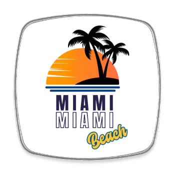 Miami Sunset Beach - Square fridge magnet - white - Front