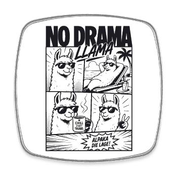 No Drama Llama Cool Alpaka Comic - Viereckiger Kühlschrankmagnet - Weiß - Vorne
