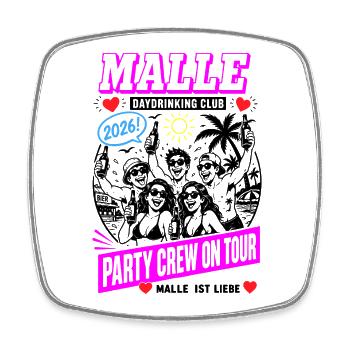 Malle 2026 Daydrinking Club Party Crew on Tour  - Viereckiger Kühlschrankmagnet - Weiß - Vorne