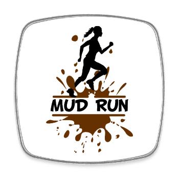 Mud Run Woman – Modder Runner - Square fridge magnet - white - Front