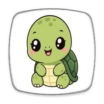 Kawaii Turtle - Square fridge magnet - white - Front
