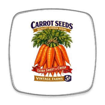 Étiquette de graines de carotte vintage - Magnet carré - blanc - Devant