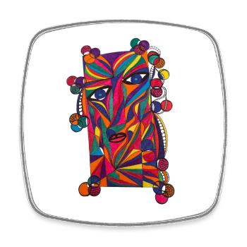Colorful Face Portrait - Martina Eßer - Square fridge magnet - white - Front
