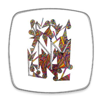 Kaleidoscopic Colour Spirals- Martina Eßer - Square fridge magnet - white - Front