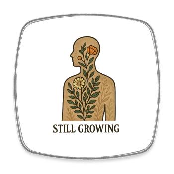Still growing: plant silhouette - Square fridge magnet - white - Front