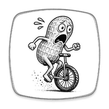 Panic Peanut auf dem Fahrrad - Viereckiger Kühlschrankmagnet - Weiß - Vorne
