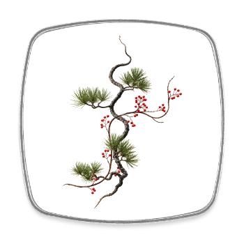 Ikebana Spruce with Red Berries Zen Style - Square fridge magnet - white - Front
