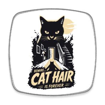 Beware Cat Hair Forever - Viereckiger Kühlschrankmagnet - Weiß - Vorne