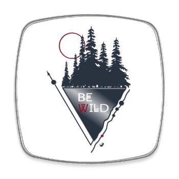 Wald, Mond und geometrische Figuren Be Wild - Viereckiger Kühlschrankmagnet - Weiß - Vorne