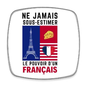 Éiffel et Coeur Français - Magnet carré - blanc - Devant