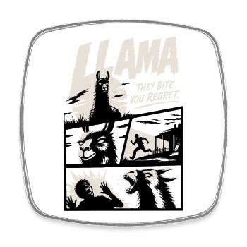 The Llamas Are Coming Horror Art - Viereckiger Kühlschrankmagnet - Weiß - Vorne
