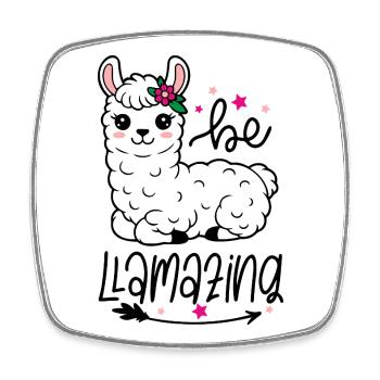 Be Amazing Alpaca Floral Crown - Square fridge magnet - white - Front